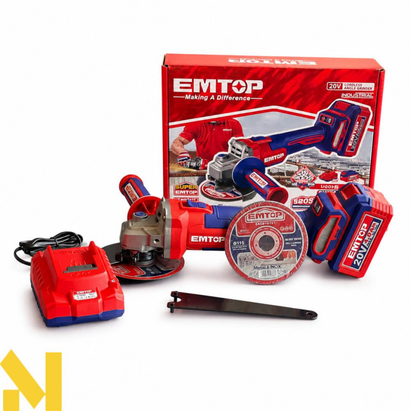Болгарка (кутова шліфмашина) акумуляторна EMTOP ELAG261521