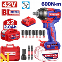 Гайковерт аккумуляторный EMTOP ECIWL42602
