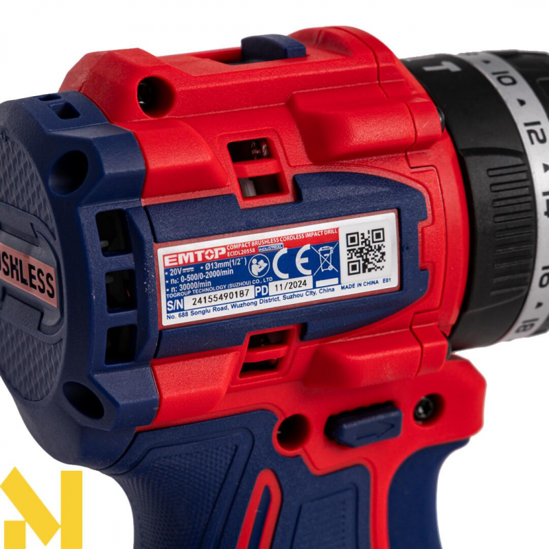 Дриль-шуруповерт ударний акумуляторний EMTOP ECIDL20558